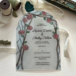 Rose Vines Vintage Stained Glass Effect Acrylic Invitations