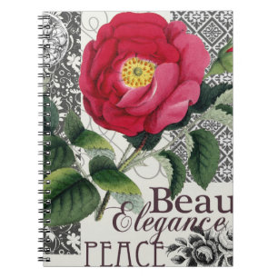 Rose Vintage Damask Wallpaper Modern Collage Notebook