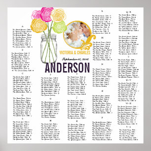 Rose Vintage Modern Mason Jar Seating Chart
