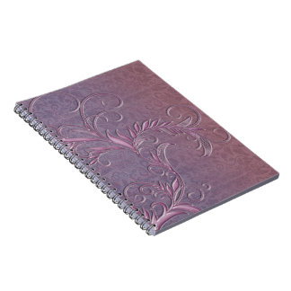 Rose Violet Ombre Effect Damask with Embelishments Notebook