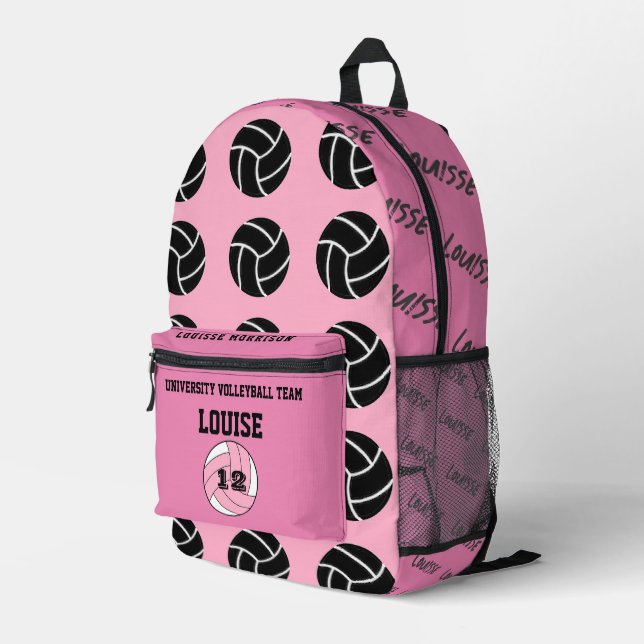 rose volleyball player backpack Monogrammed girls (Back Corner Right)