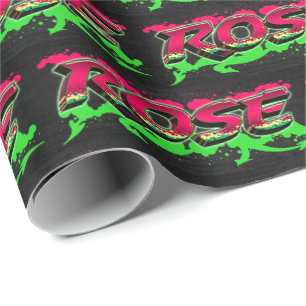 Rose Vorname Name Graffiti red green Wrapping Paper