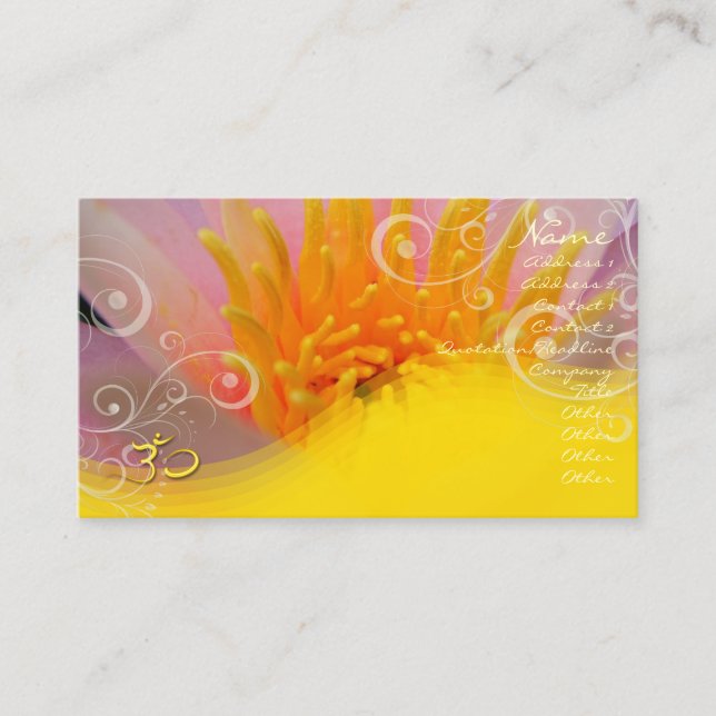 Rose water lilly + pearly swirls, om Business card (Front)