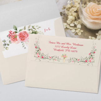 Rose Watercolor Elegant Christian Wedding Envelope