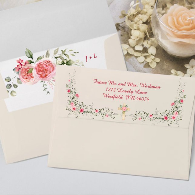 Rose Watercolor Elegant Christian Wedding Envelope (Creator Uploaded)