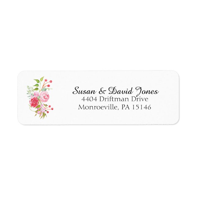 Rose watercolor floral mix address (Front)