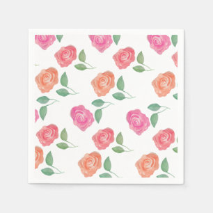 Rose Watercolor Floral Napkin