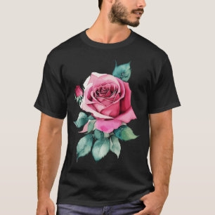 Rose watercolor outline tattoo design 1 T-Shirt
