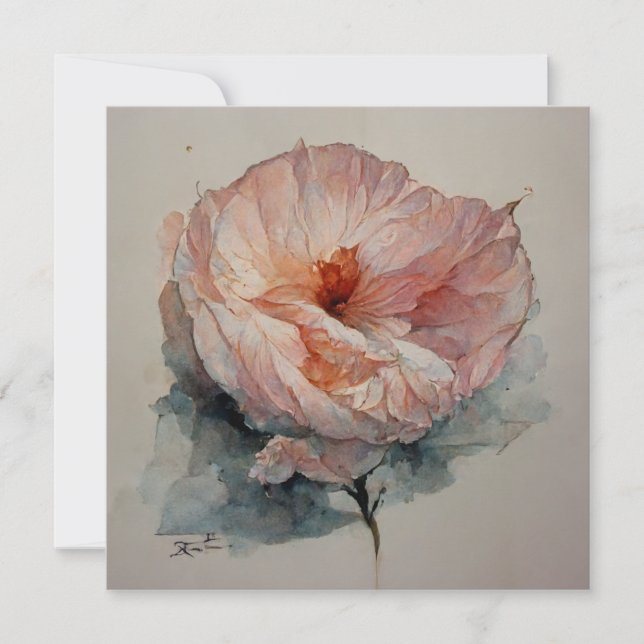 Rose Watercolor Painting Invitation (Front)