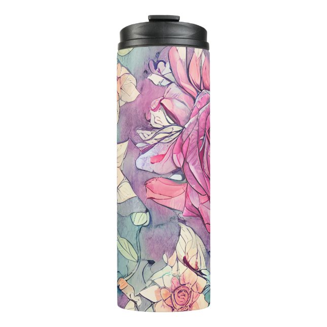 Rose Watercolor Thermal Tumbler (Front)
