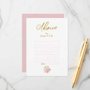 ROSE Watercolor Wedding Advice Card