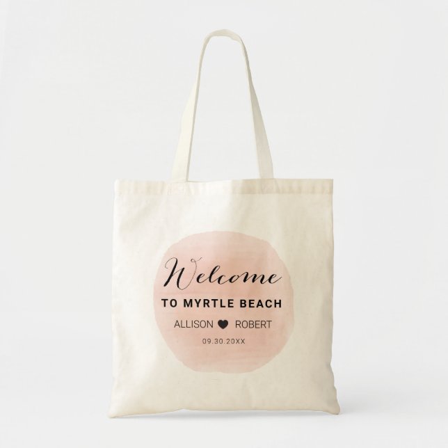 Rose Watercolor Wedding Welcome Bag, Tote Bag (Front)