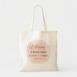 Rose Watercolor Wedding Welcome Bag, Tote Bag