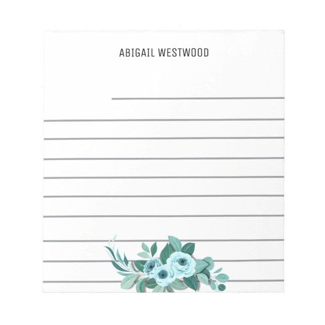 Rose watercolour  Mom Personalized Name  Notepad (Front)