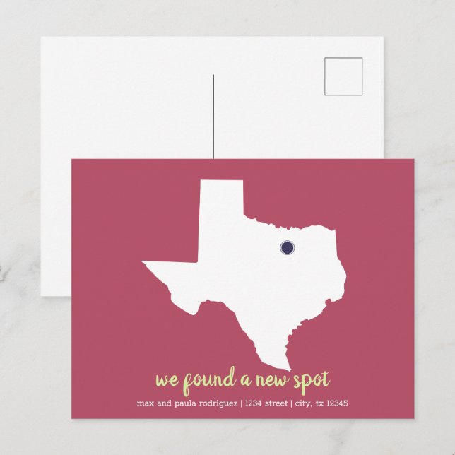 Rose We Found a New Spot - Texas Moving Announceme Postcard (Front/Back)