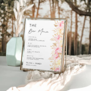 Rose Wedding Bar Menu Sign Template