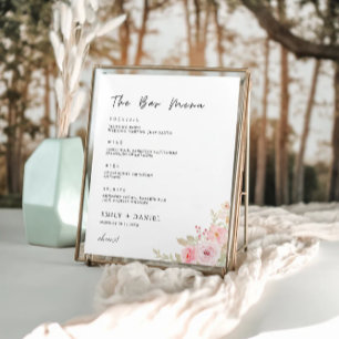 Rose Wedding Bar Menu Sign Template