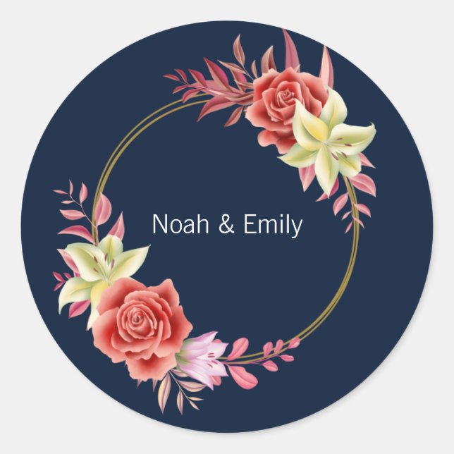 Rose Wedding  Classic Round Sticker (Front)