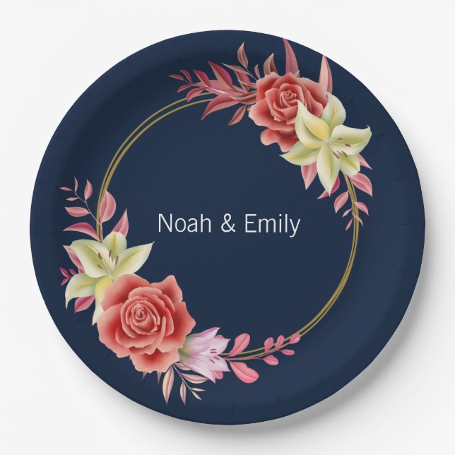 Rose Wedding  Classic Round Sticker Paper Plate (Front)