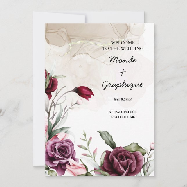 Rose Wedding Invitations Art (Front)