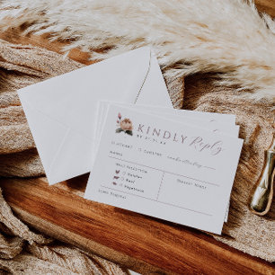 Rose Wedding Invite Reply Card with Food Choice