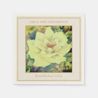 Rose Wedding Napkins | Sage & Ivory Floral | Custo