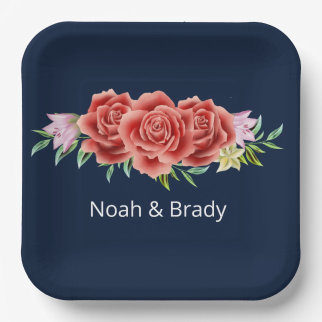 Rose Wedding   Paper Plate (Front)