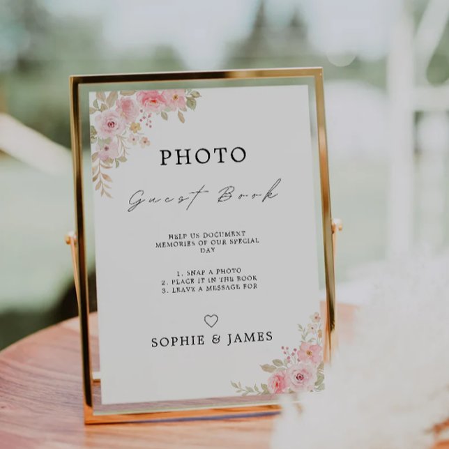 Rose Wedding Photo Guestbook Sign Template, Invitation (Rose Wedding Photo Guestbook Sign Template, Invitation)