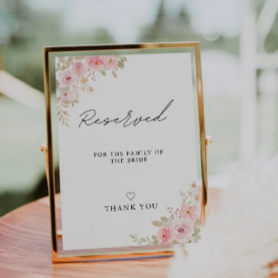 Rose Wedding Reserved Bride's family Sign Template