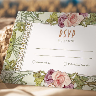 Rose Wedding RSVP Insert Vintage Art Nouveau Mucha Invitation