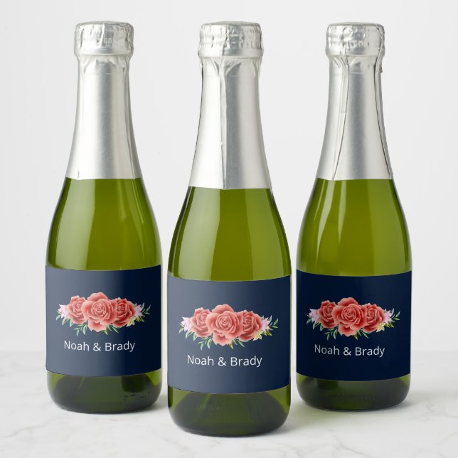 Rose Wedding  Sparkling Wine Label (Bottles)