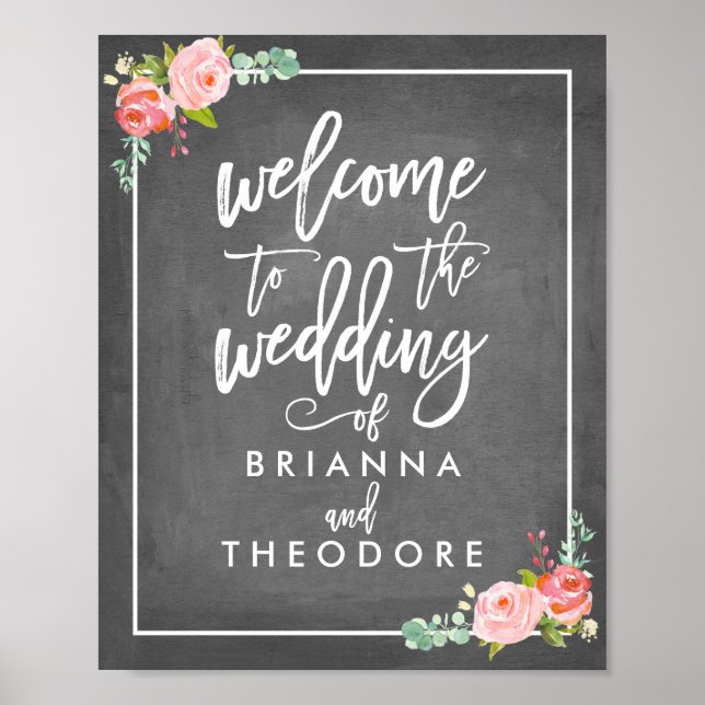 Rose Welcome Wedding Sign (Front)