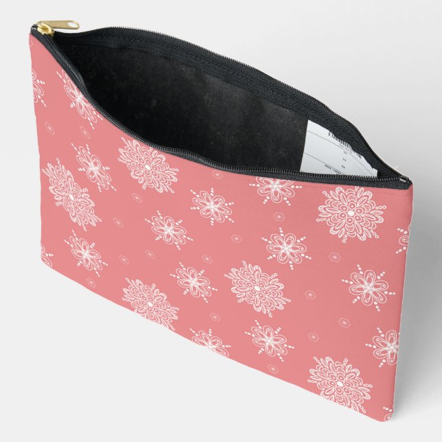 Rose Whimsical Celestial Floral Large Accessory Pouch (Open)