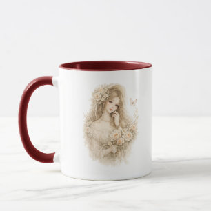 Rose Whisper Floral Girl Mug
