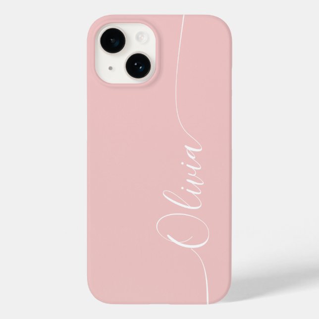 Rose White Elegant Calligraphy Script Name Case-Mate iPhone Case (Back)
