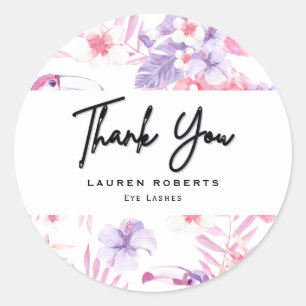 Rose White Luxe Eyelashes Classic Round Sticker