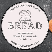 Rose White Pink Sourdough Bread Thank You Sticker