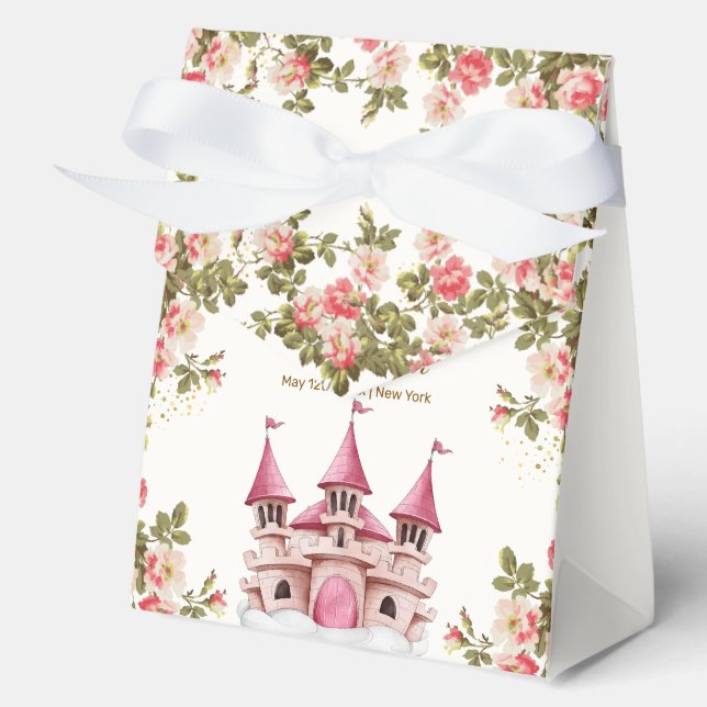 Rose Wildflower Fairytale Castle Baby Shower  Favour Box (Front)
