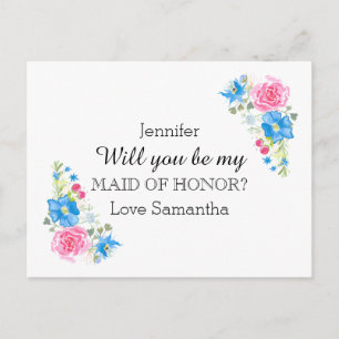 Rose wildflower watercolor Personalise Invitation Postcard