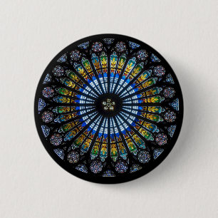 rose window 6 cm round badge