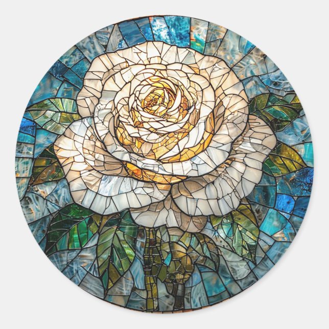 🌹 Rose Window Art Gift For Flower Lovers 🌿 Classic Round Sticker (Front)