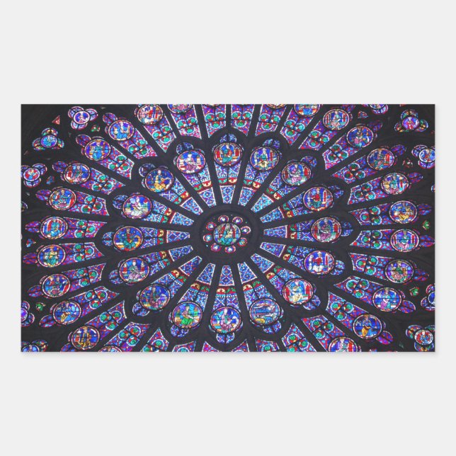 Rose Window Paris Rectangular Sticker (Front)