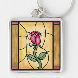 Rose Window Square Keychain