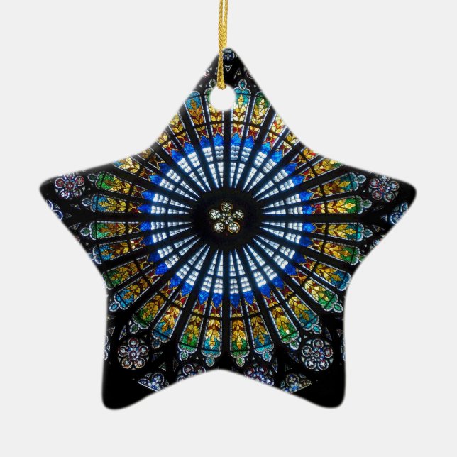 rose window strasbourg cathedral ceramic tree decoration (Front)
