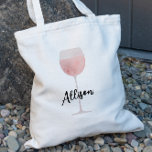 Rosé Wine Bridesmaid Wedding Bridal Party Tote Bag<br><div class="desc">Rosé all day tote bag,  featuring a watercolor painting of a tall wine glass. Customise with the names of your bridal party for a fun momento from your wedding.</div>