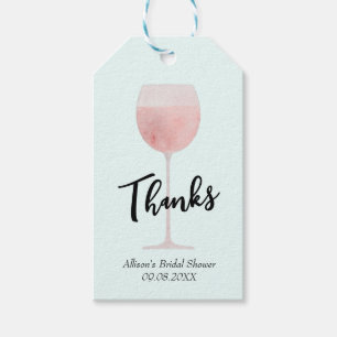 Rosé Wine Glass Bridal Shower Thank You Favour Gift Tags