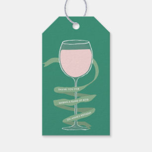 Rosé Wine Glass Winery Adult Birthday Party Gift Tags