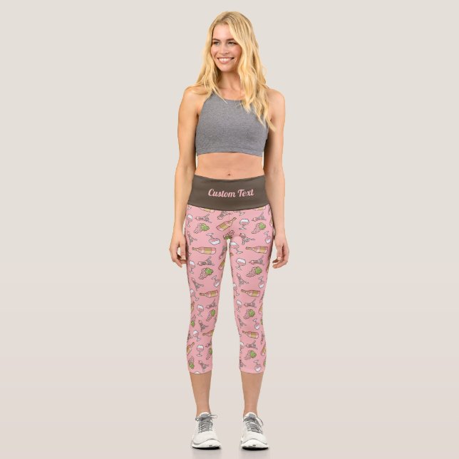 Rose Wine Pattern Capri Leggings (Front)