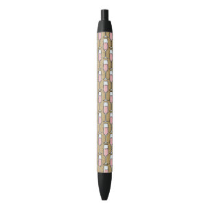 Rose Wine Pattern Gold Black Ink Pen
