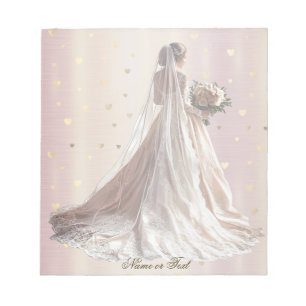 Rose Winter Wedding Bride Golden Shiny Heart Party Notepad